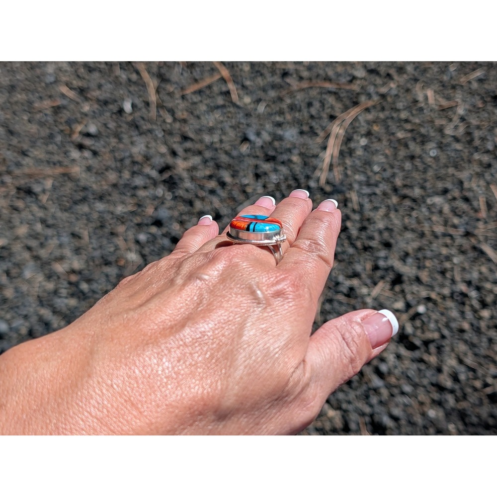 Navajo Women's Ring Sterling Silver Genuine Native Jewelry 8.5 Handmade *** - Picture 7 of 10